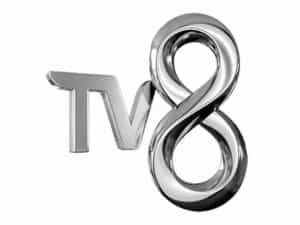 The logo of TV8